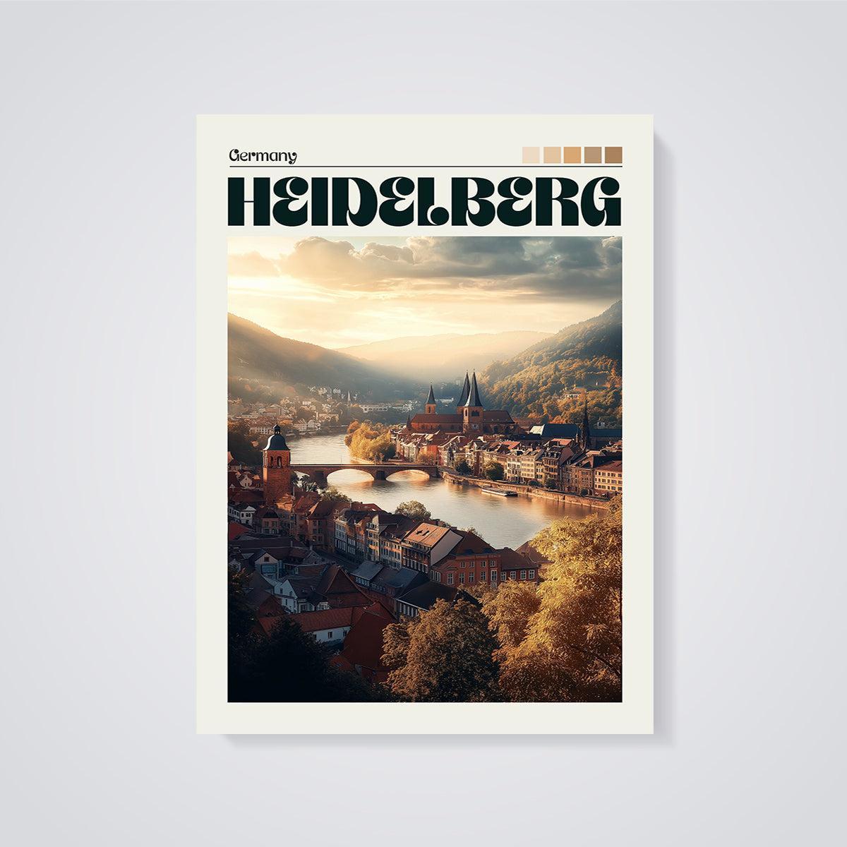 Heidelberg Germany Sunset Cityscape Print unframed on a grey background