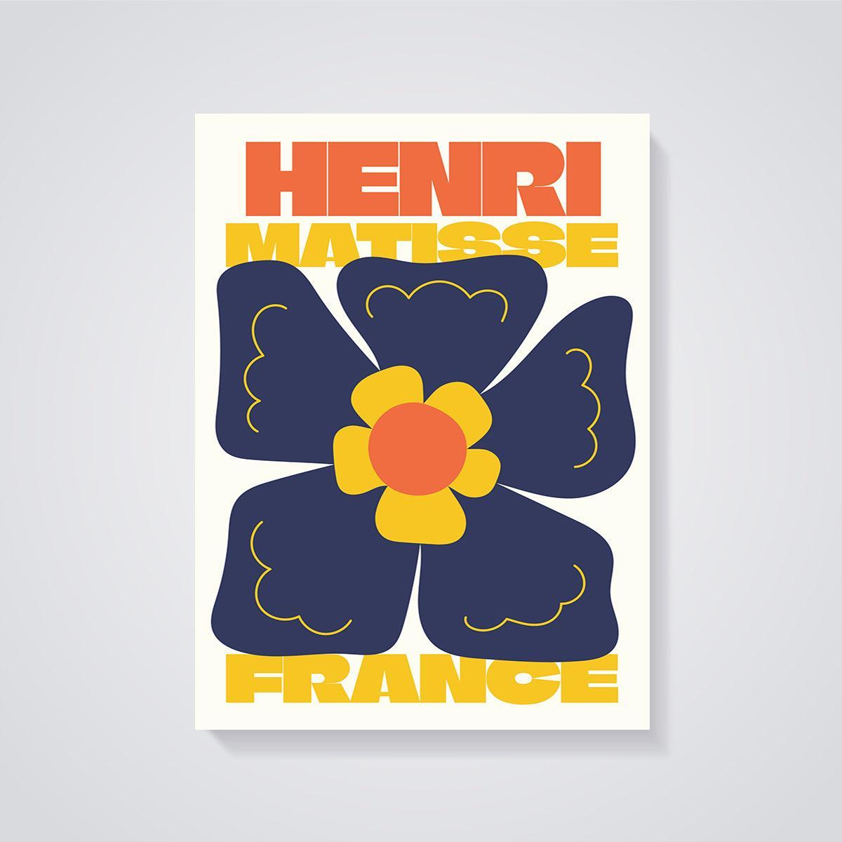 Henri Matisse Blue Flower Print unframed on a grey background