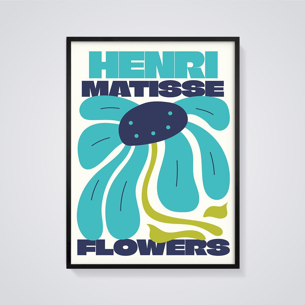 Henri Matisse Flowers Print framed in black on a grey background