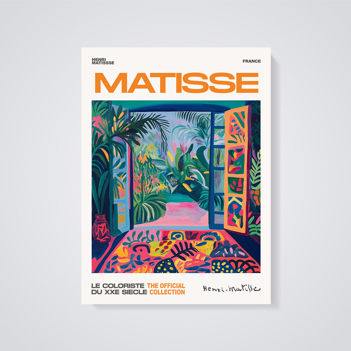 Henri Matisse Open Window Garden Print unframed on a grey background