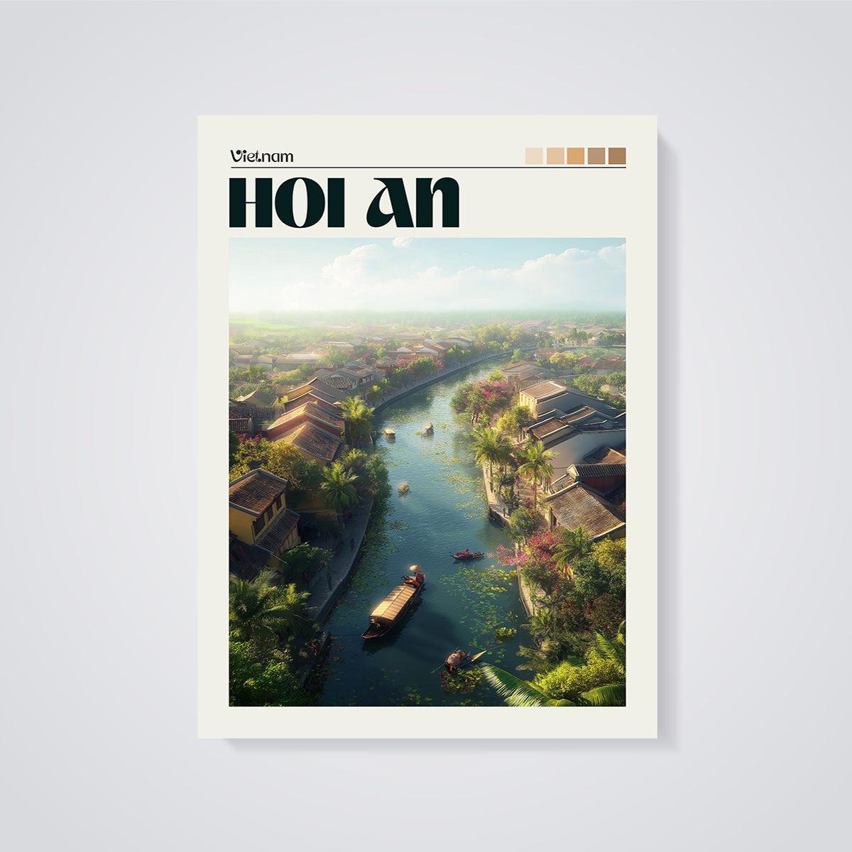 Hoi An Vietnam River Print unframed on a grey background