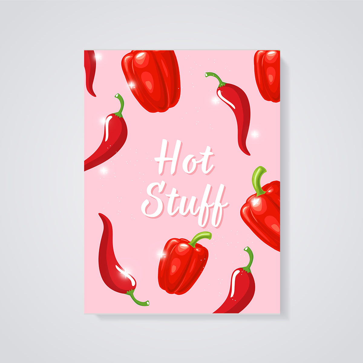 Hot Stuff Peppers Print unframed on a grey background