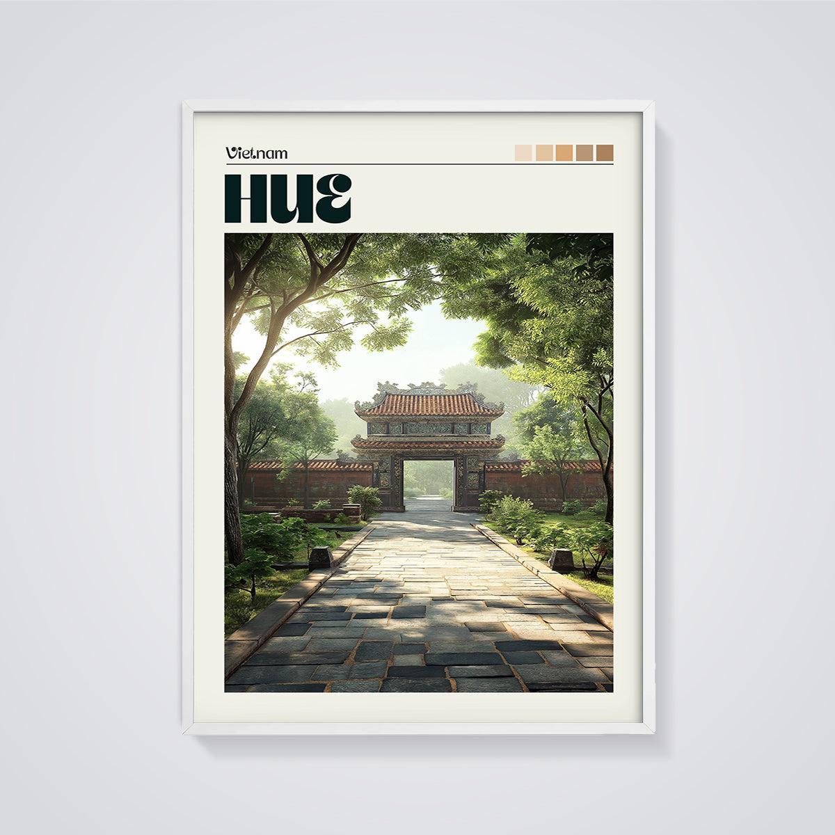 Hue Imperial Gate Print framed in white on a grey background