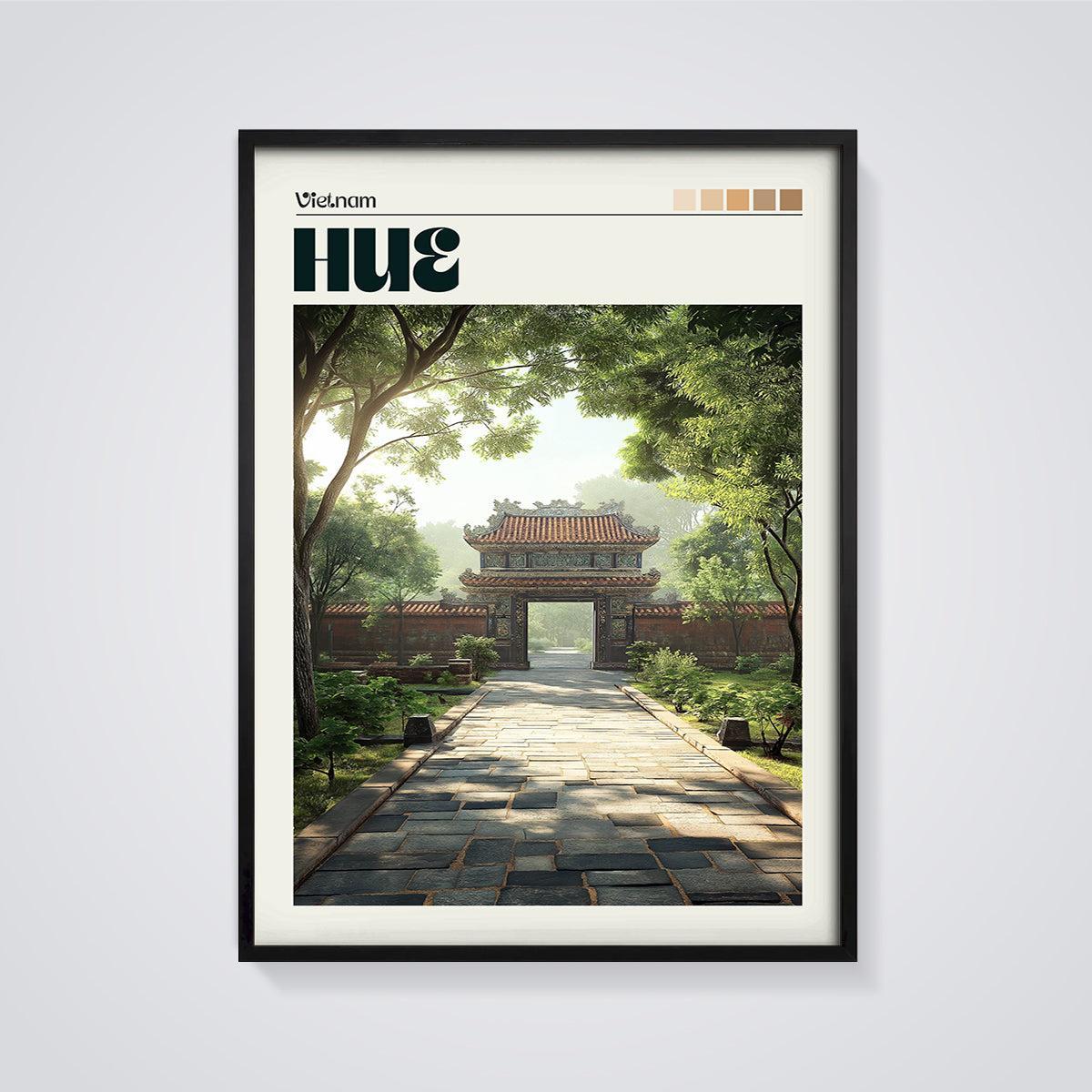 Hue Imperial Gate Print framed in black on a grey background