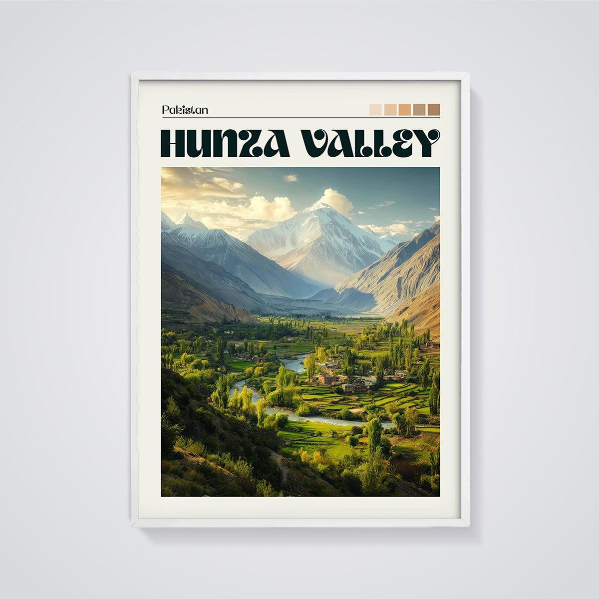 Hunza Valley Pakistan Print framed in white on a grey background