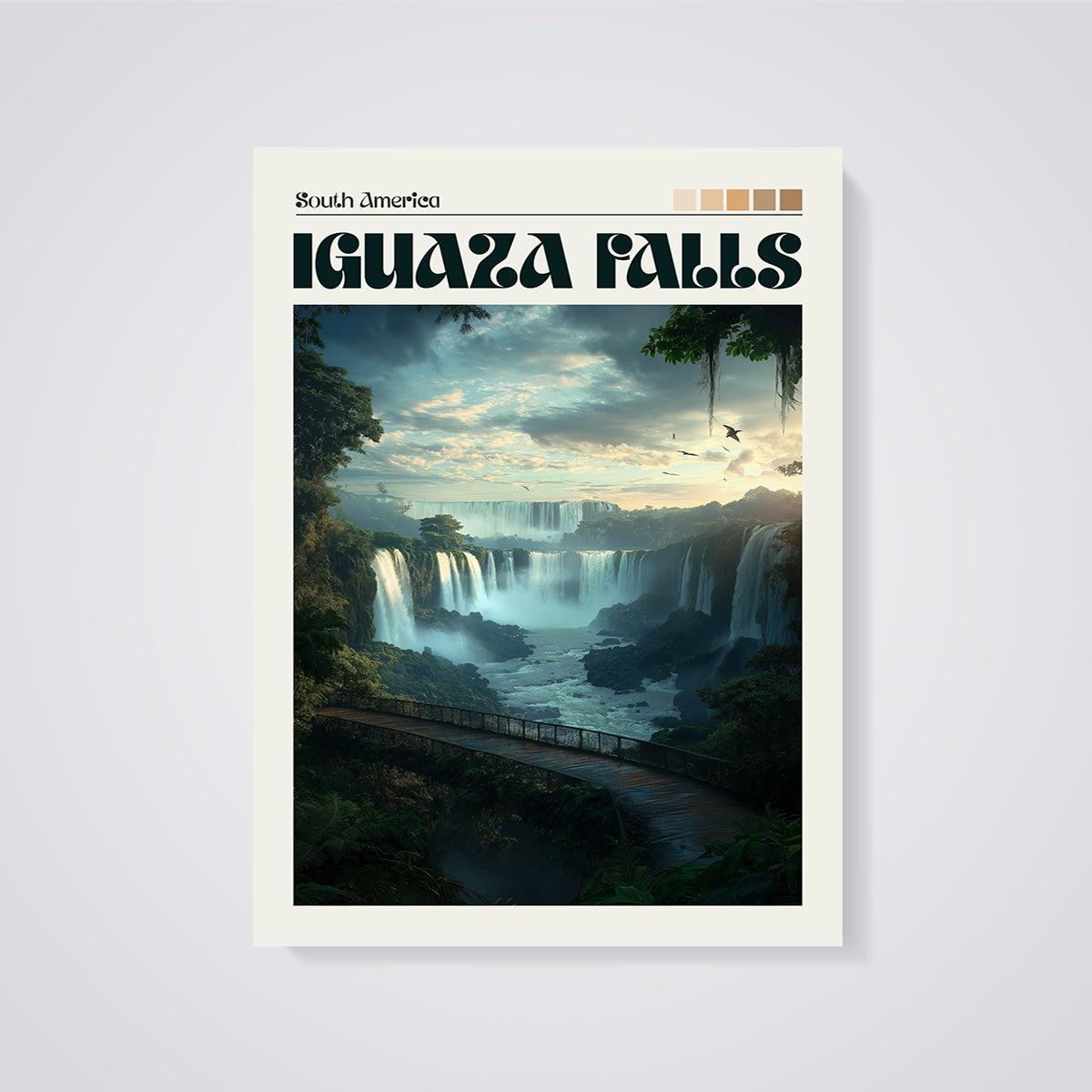 Iguazu Falls South America Print unframed on a grey background