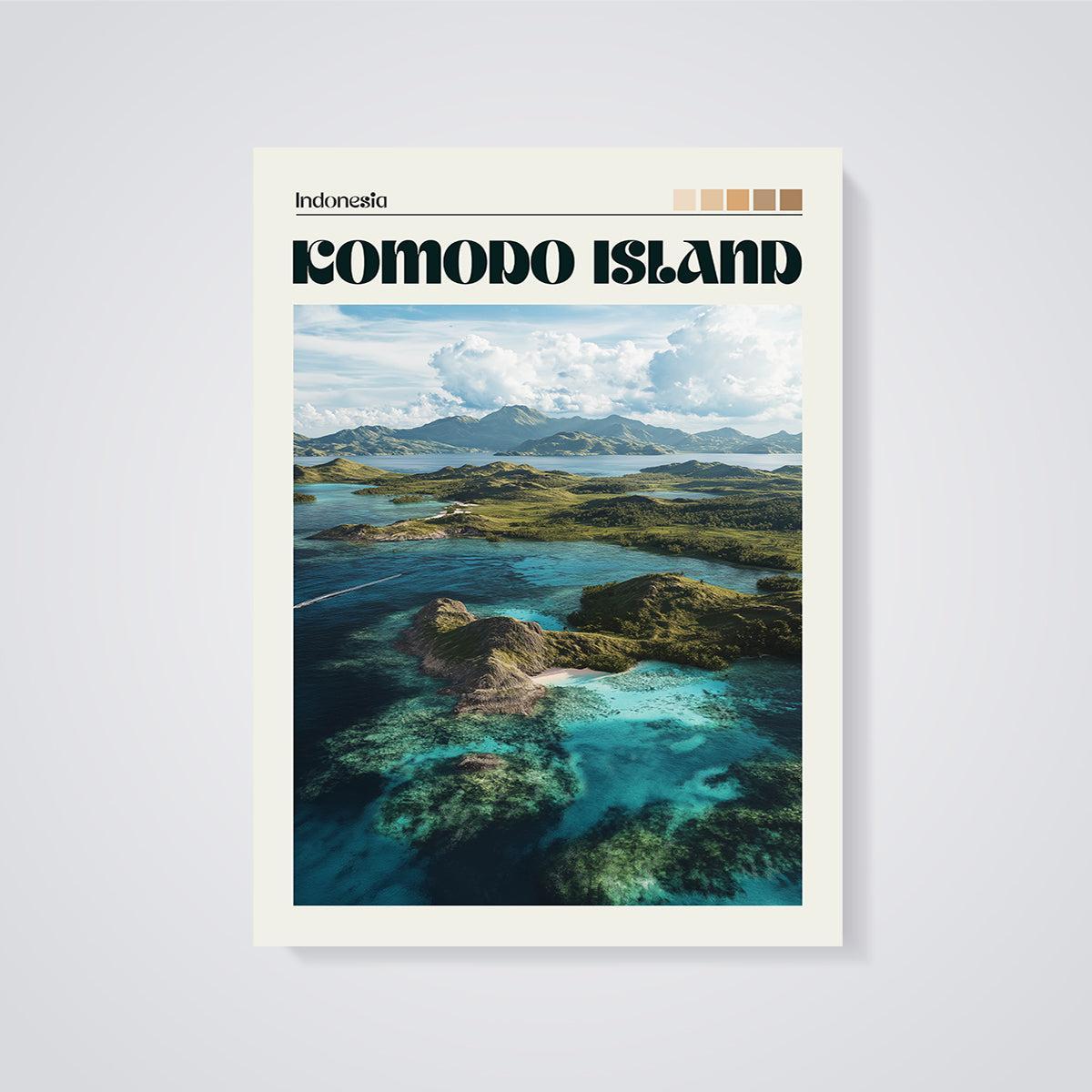Indonesia Komodo Island Print unframed on a grey background