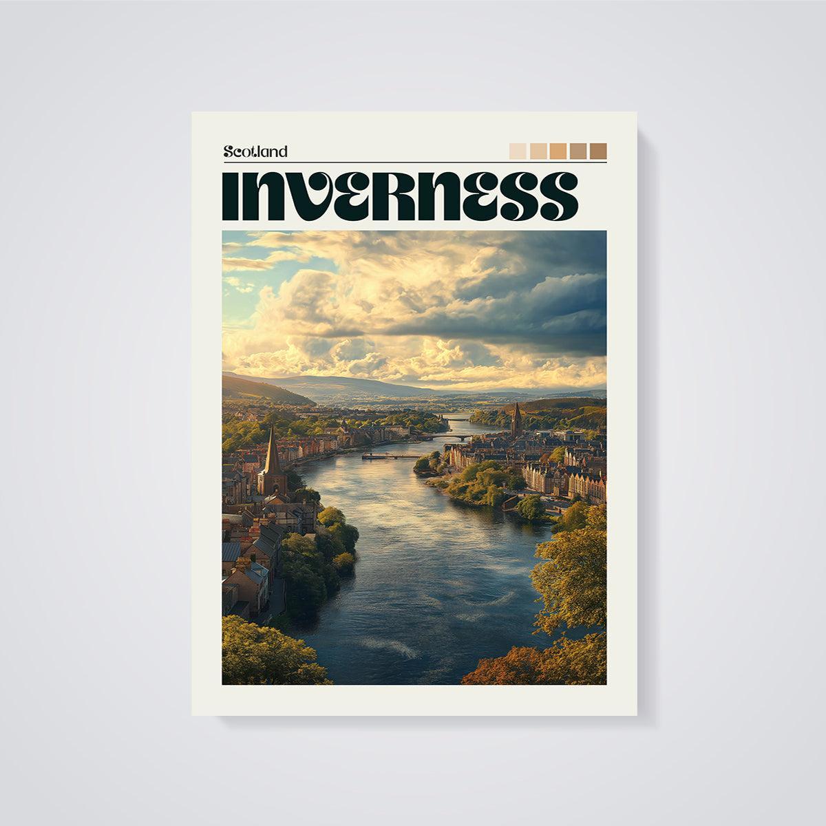 Inverness Scotland River City Print unframed on a grey background