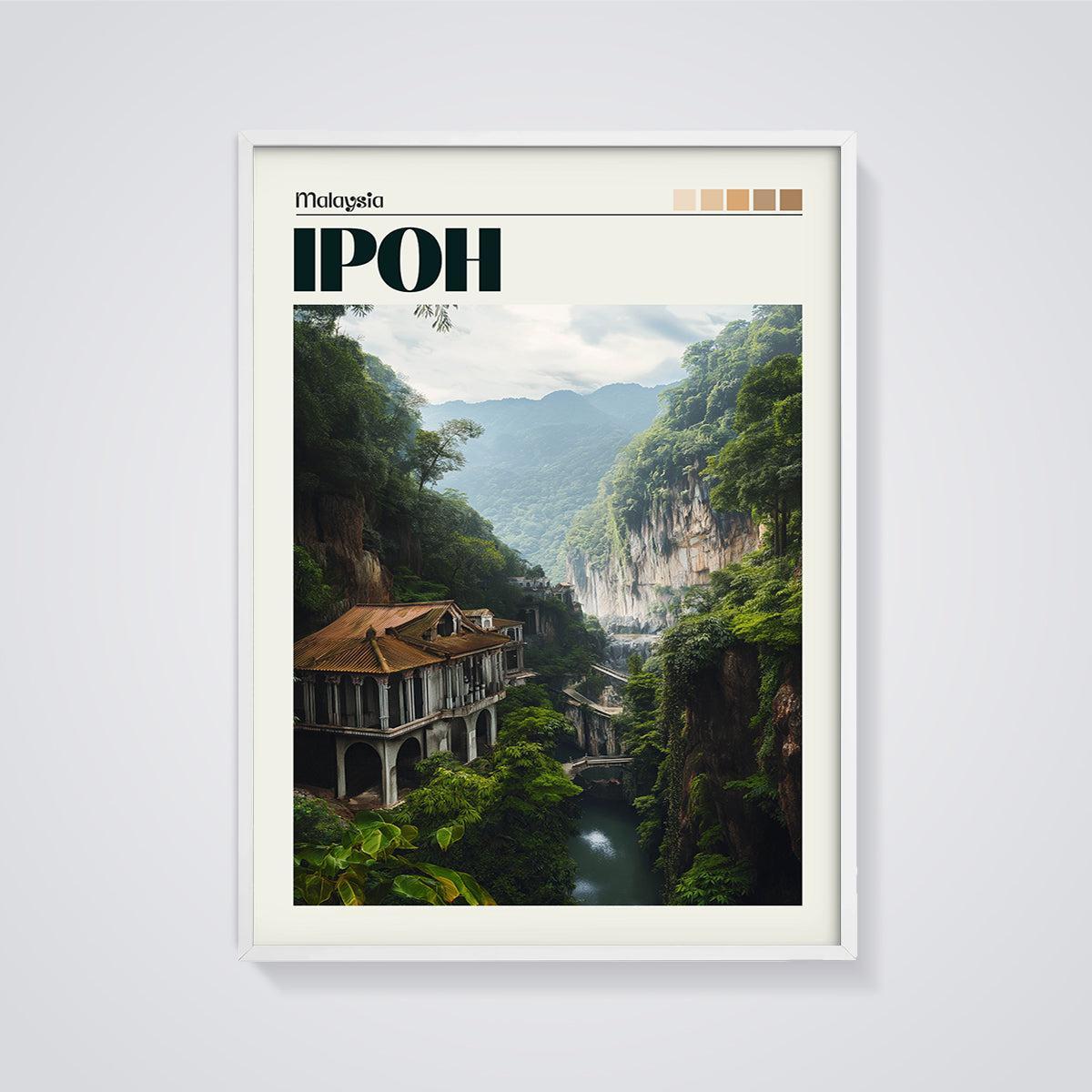 Ipoh Malaysia Valley Architecture Print framed in white on a grey background