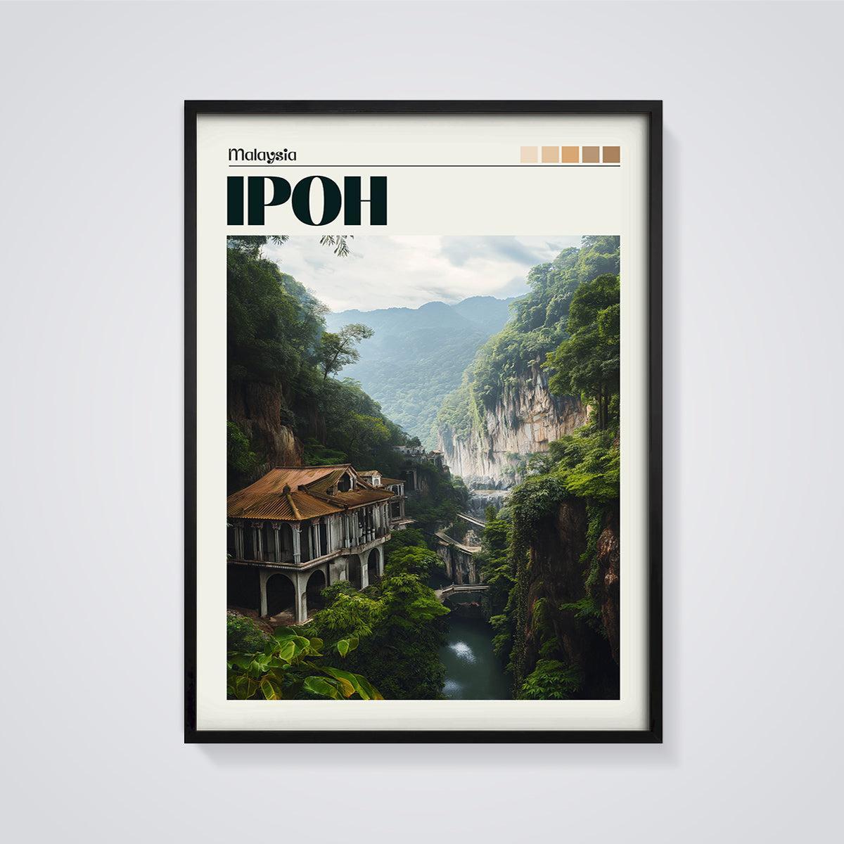 Ipoh Malaysia Valley Architecture Print framed in black on a grey background