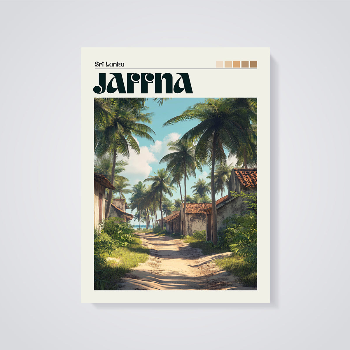 Jaffna Sri Lanka Tropical Street Print unframed on a grey background