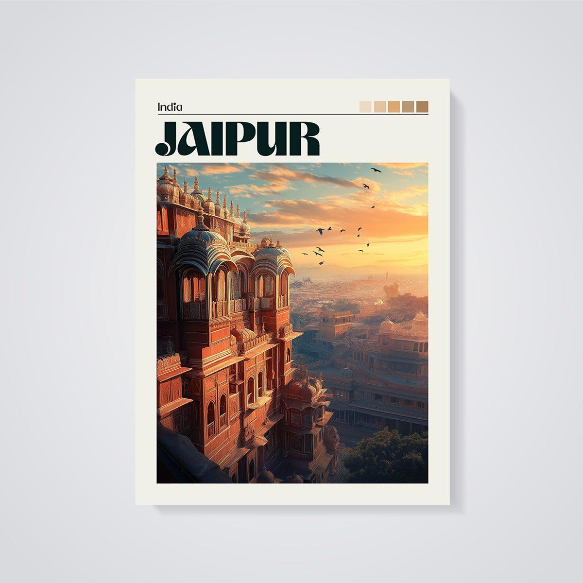 Jaipur Sunset Palace Print unframed on a grey background