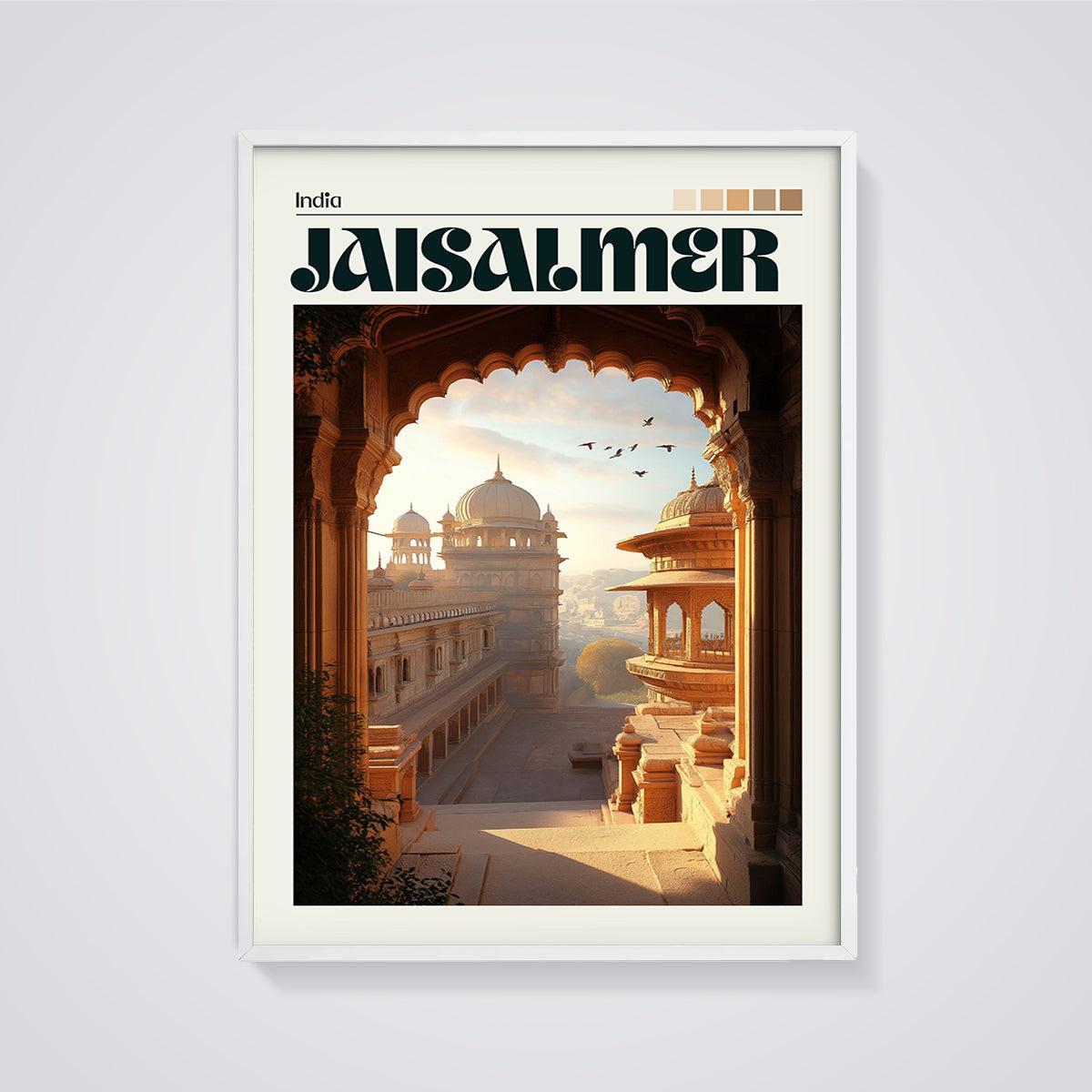 Jaisalmer Archway Palace Print framed in white on a grey background