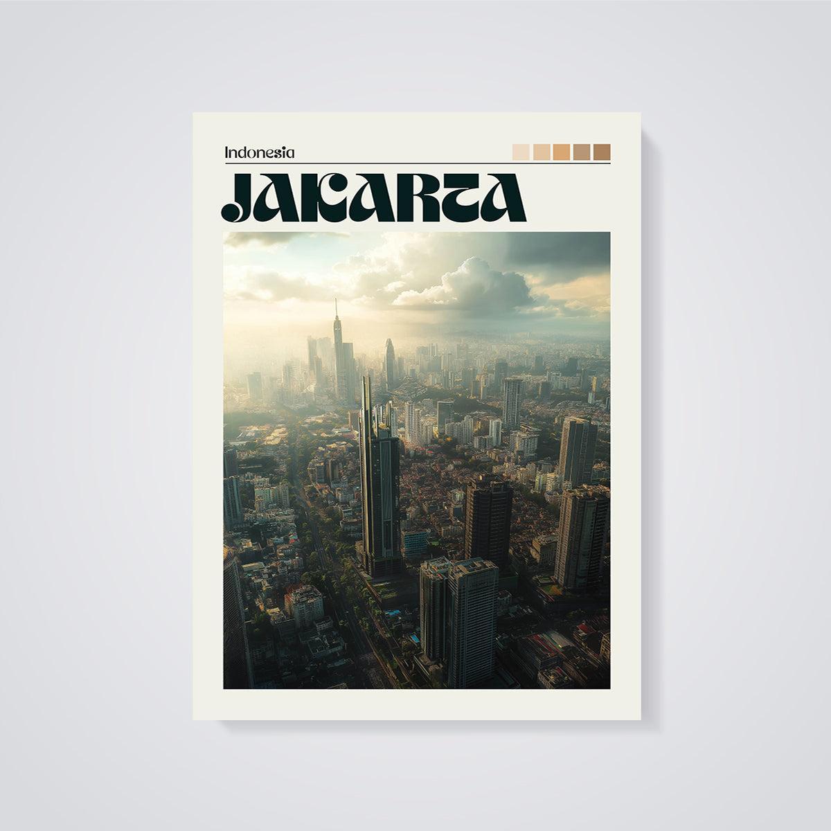 Jakarta Cityscape Print unframed on a grey background