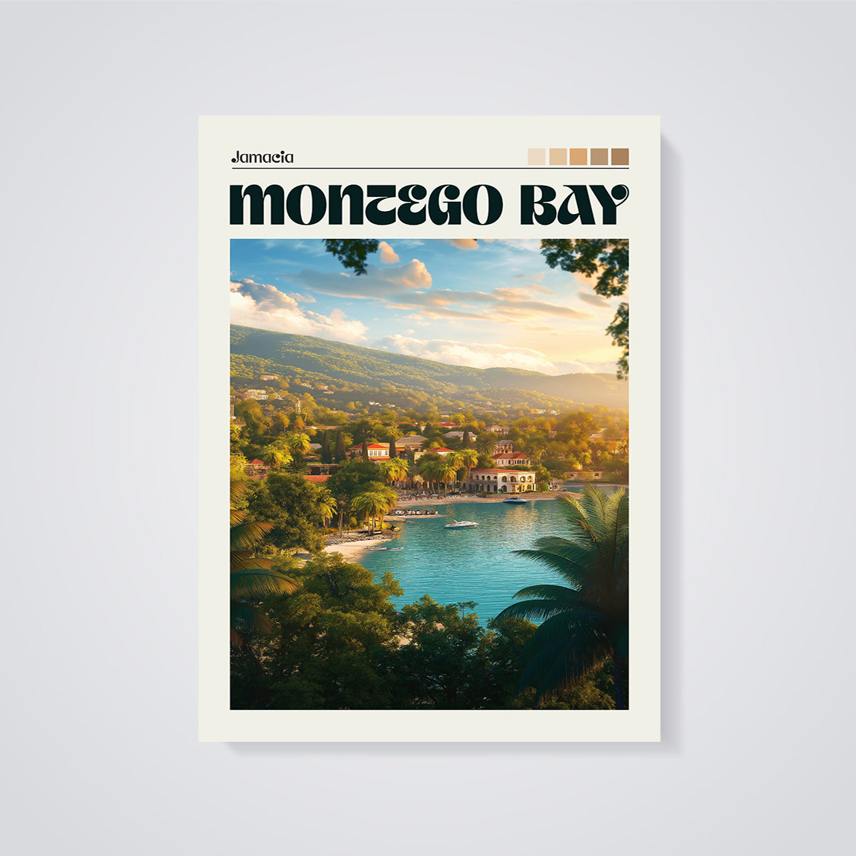 Jamacia Montego Bay Print unframed on a grey background