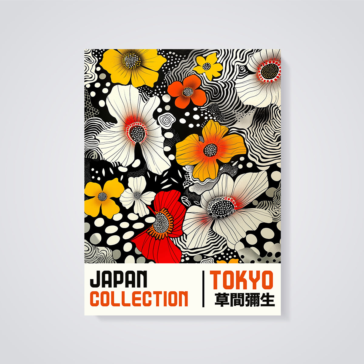 Japan Collection Tokyo Floral Print unframed on a grey background