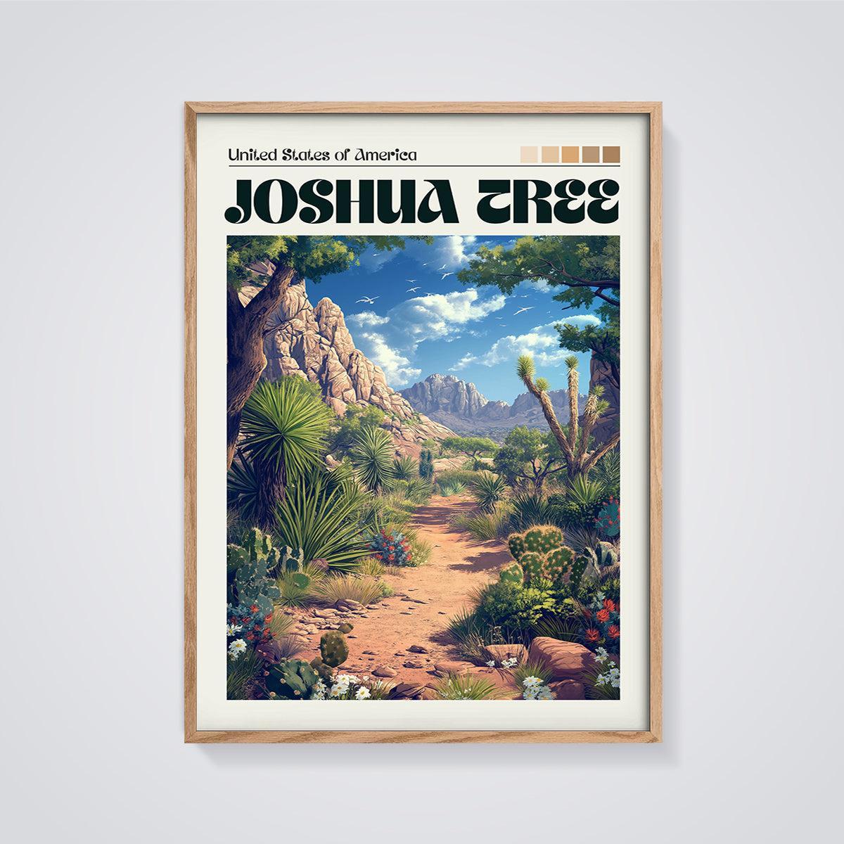 Joshua Tree National Park Print framed in oak on a grey background