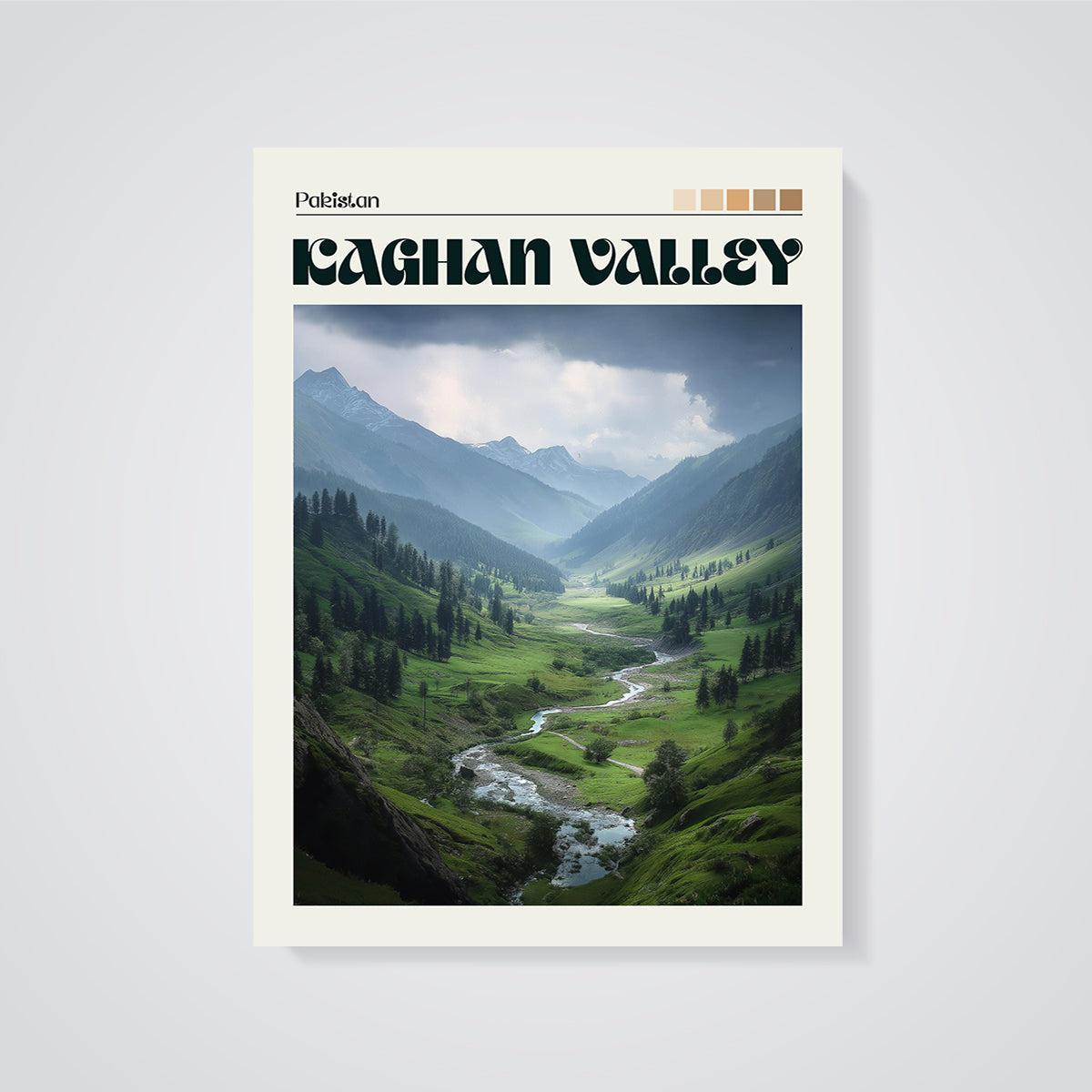 Kaghan Valley Pakistan Print unframed on a grey background
