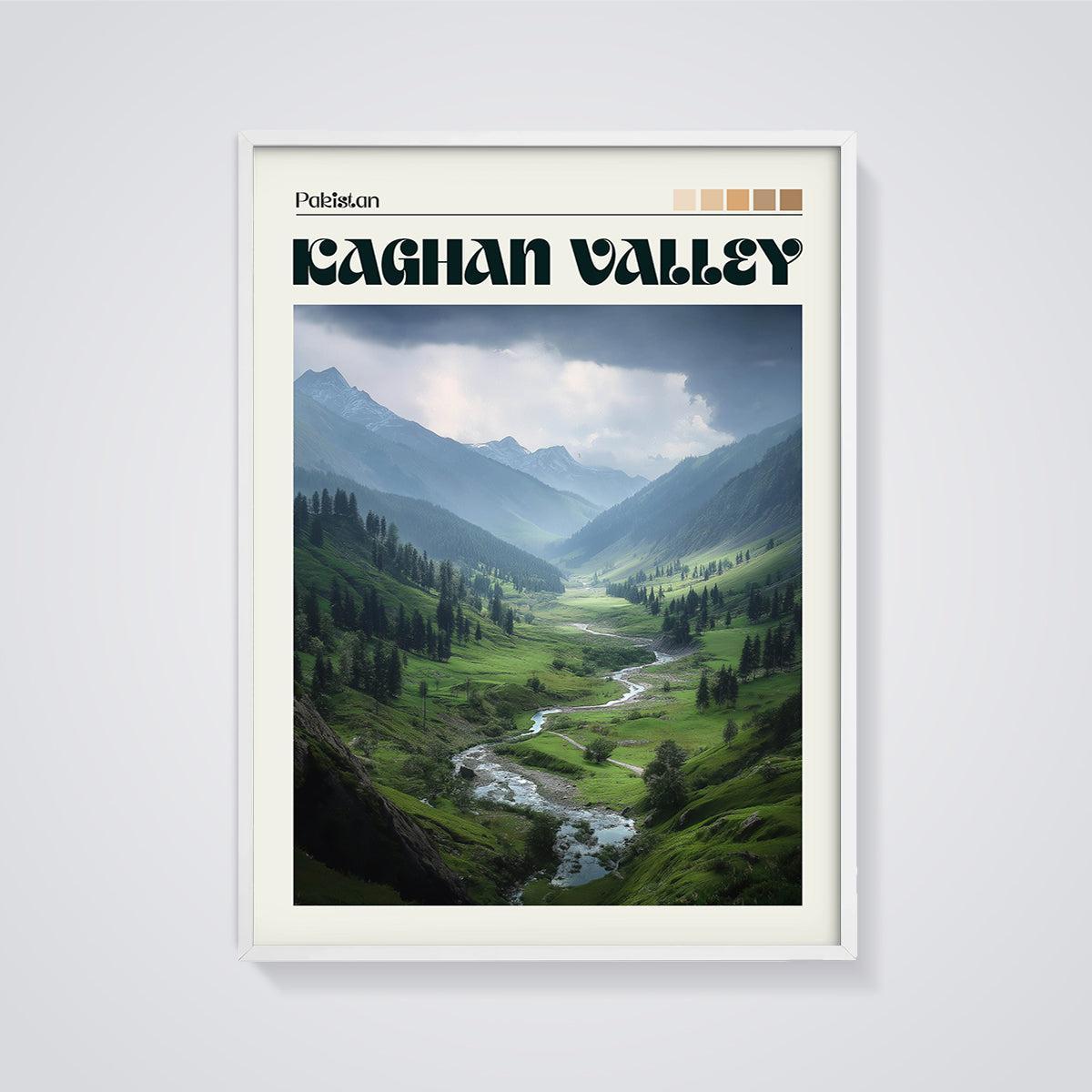 Kaghan Valley Pakistan Print framed in white on a grey background