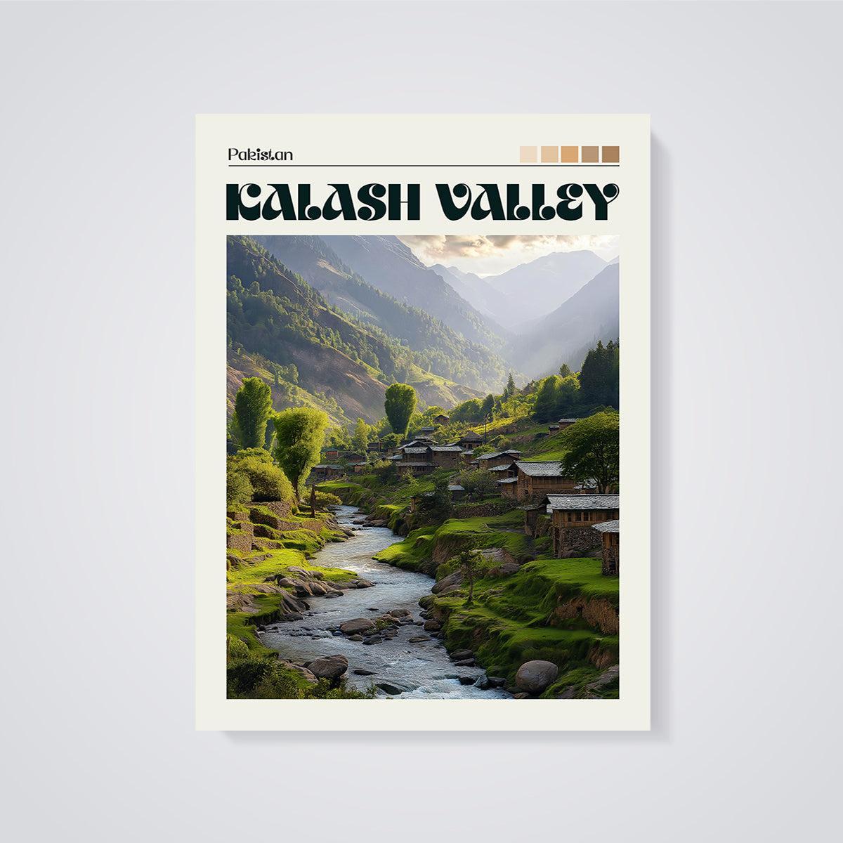 Kalash Valley Pakistan Print unframed on a grey background