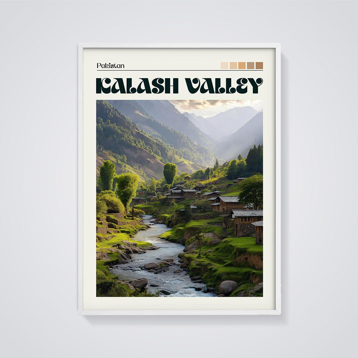 Kalash Valley Pakistan Print framed in white on a grey background