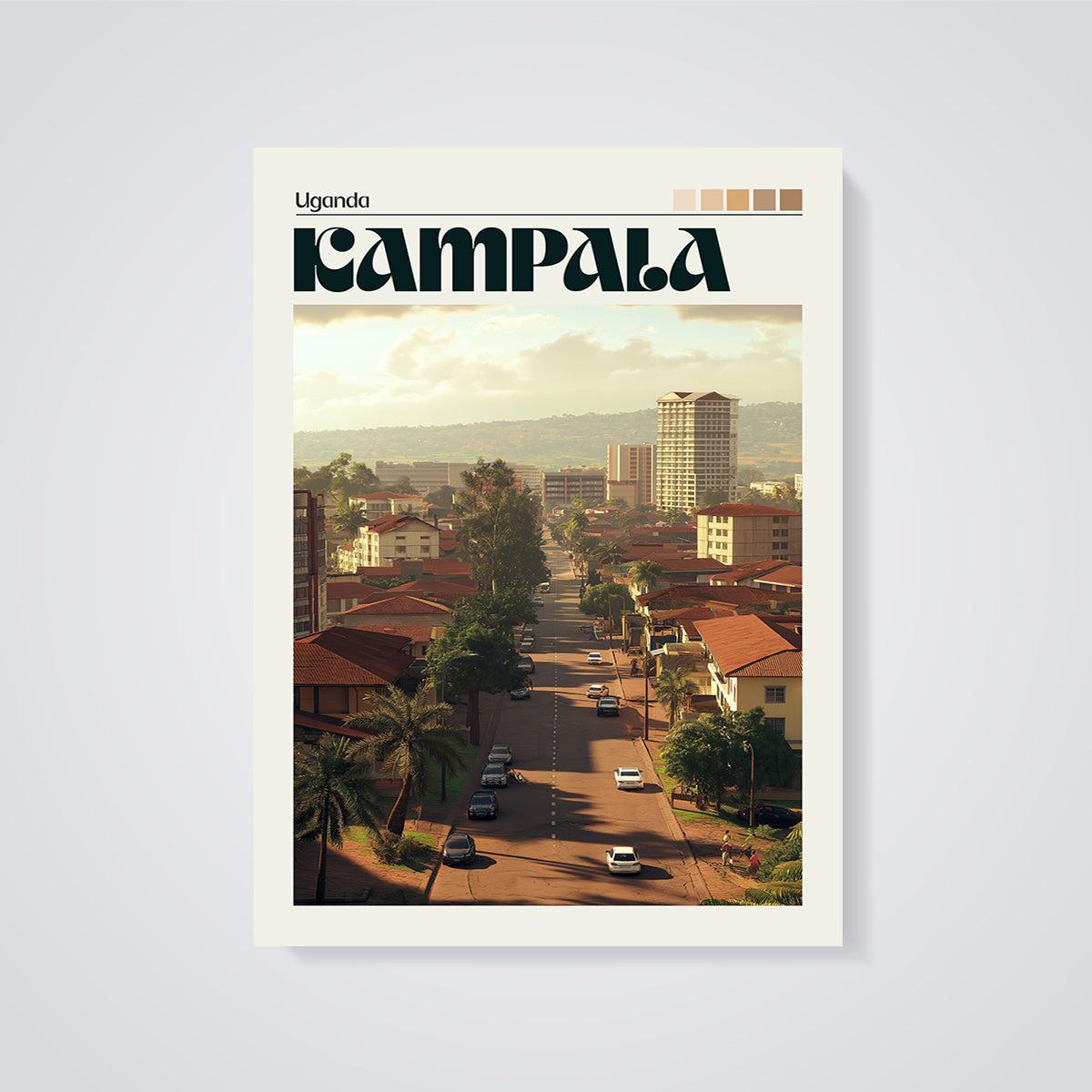 Kampala Cityscape Print unframed on a grey background