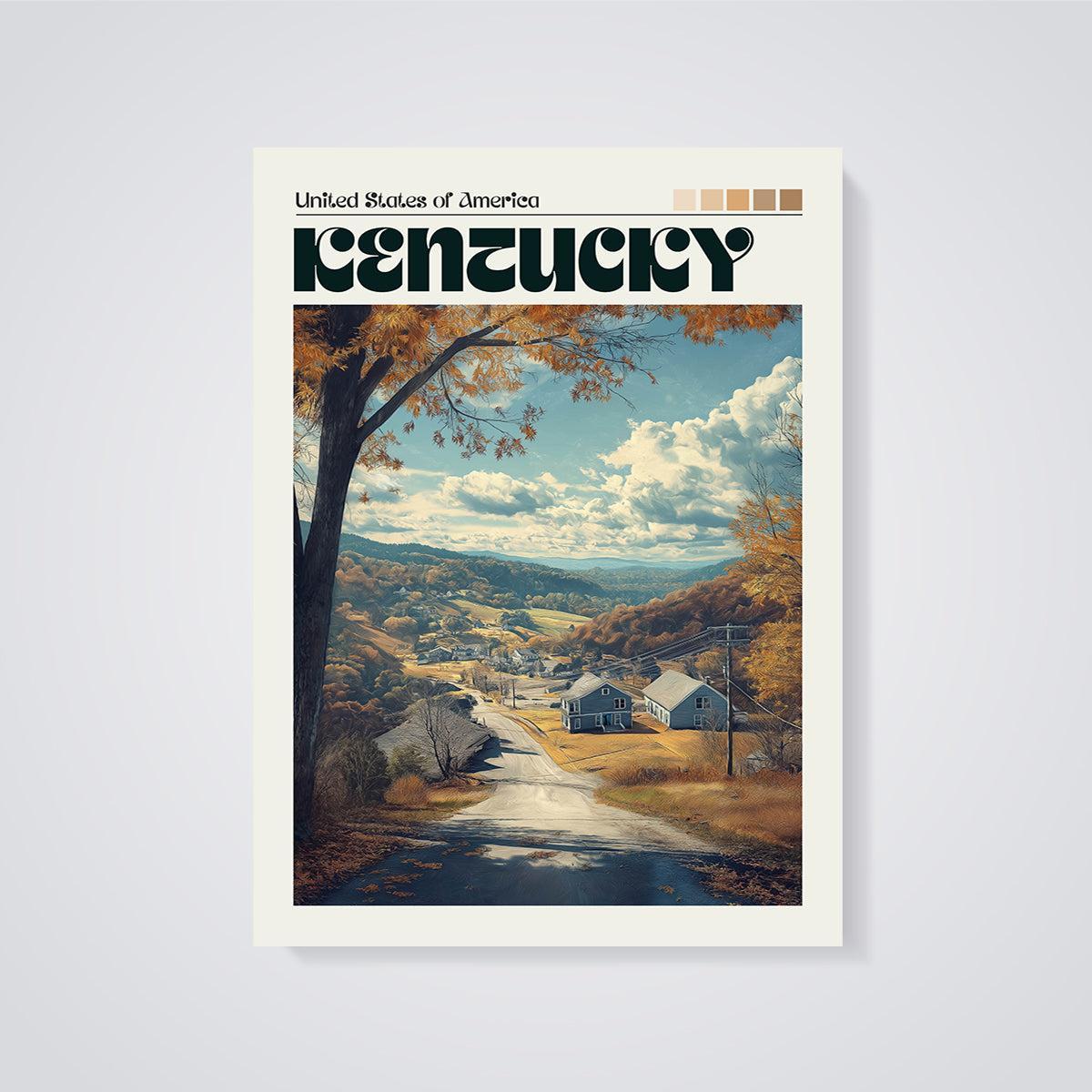 Kentucky Valley Road Print unframed on a grey background