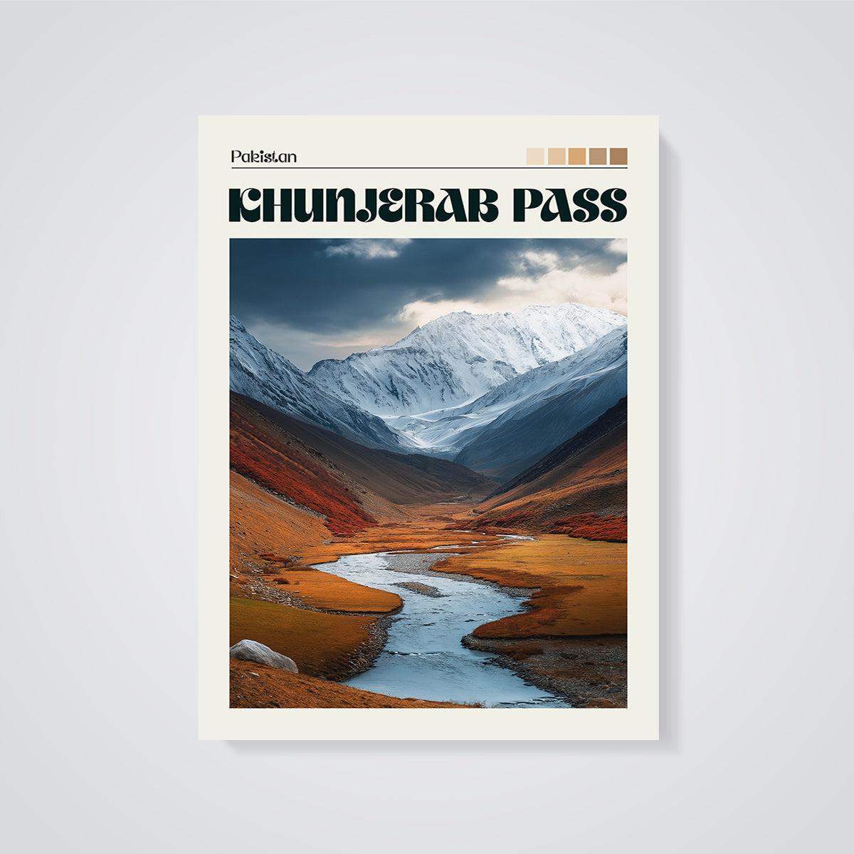 Khunjerab Pass Valley Print unframed on a grey background