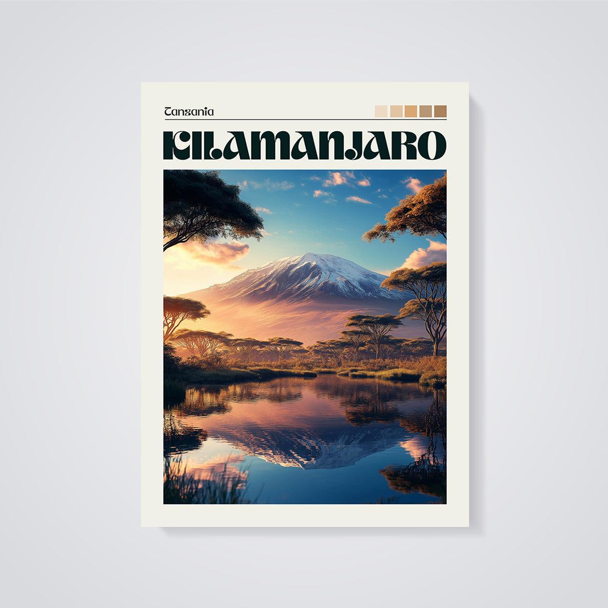 Kilimanjaro Tanzania Print unframed on a grey background