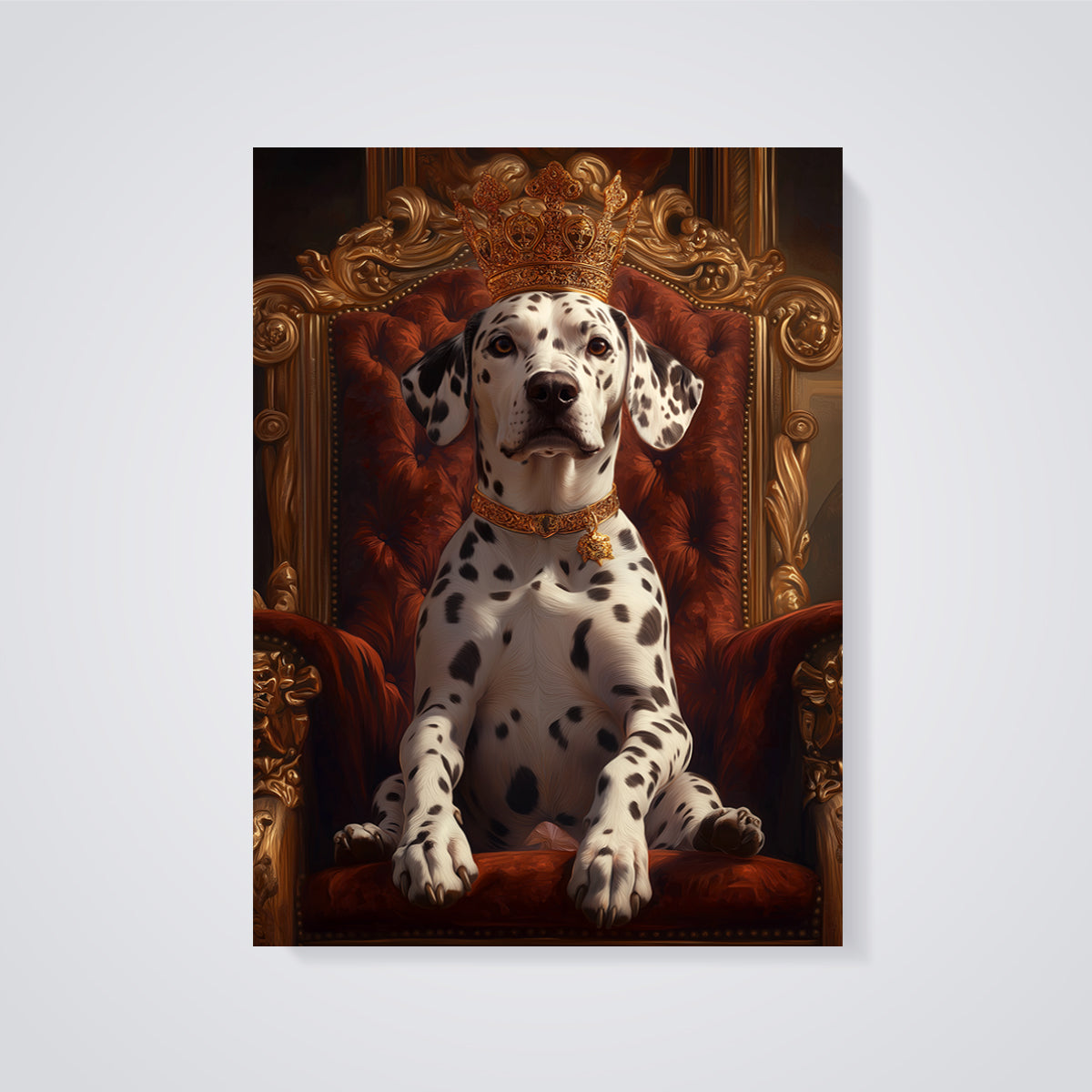 King Dalmatian Throne Print unframed on a grey background