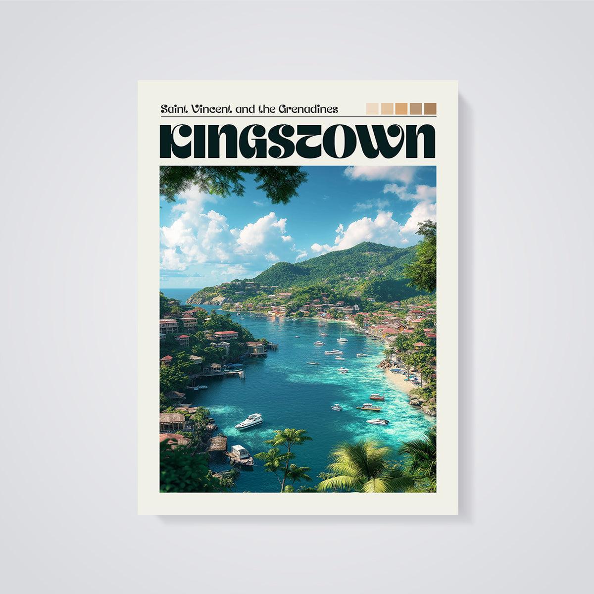 Kingstown, Saint Vincent and the Grenadines Print unframed on a grey background