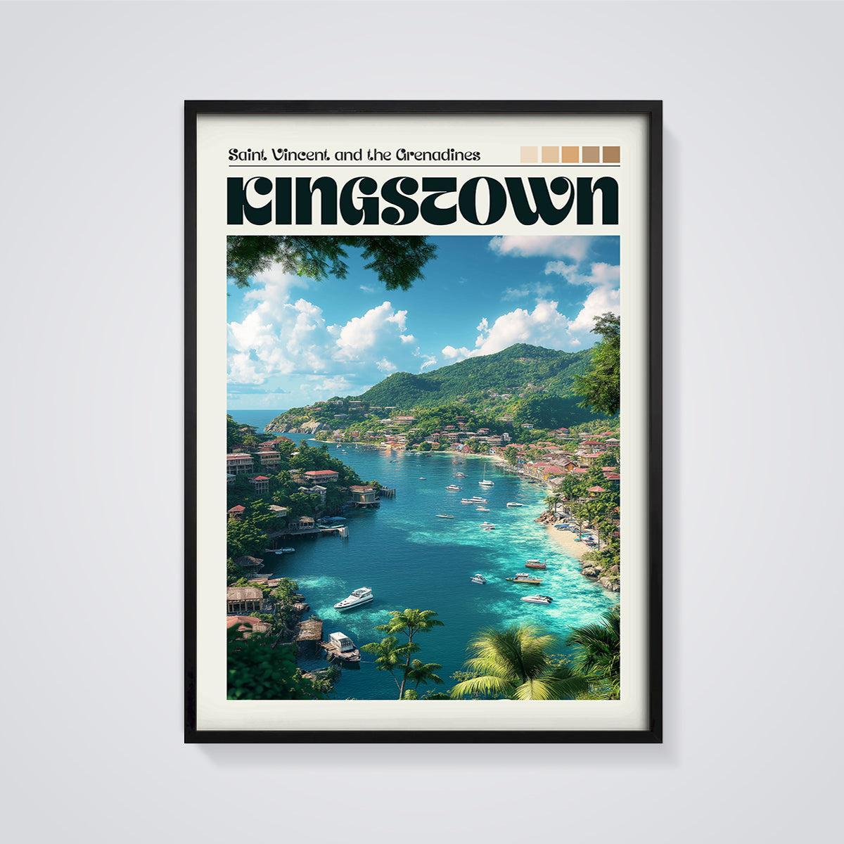 Kingstown, Saint Vincent and the Grenadines Print framed in black on a grey background