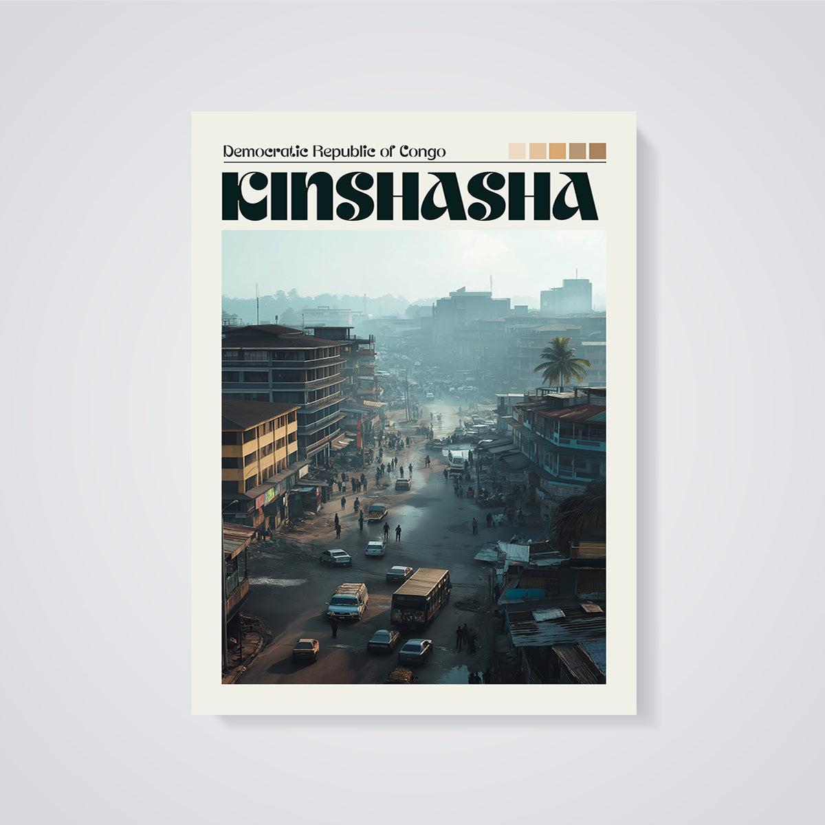 Kinshasa Street Life Print unframed on a grey background