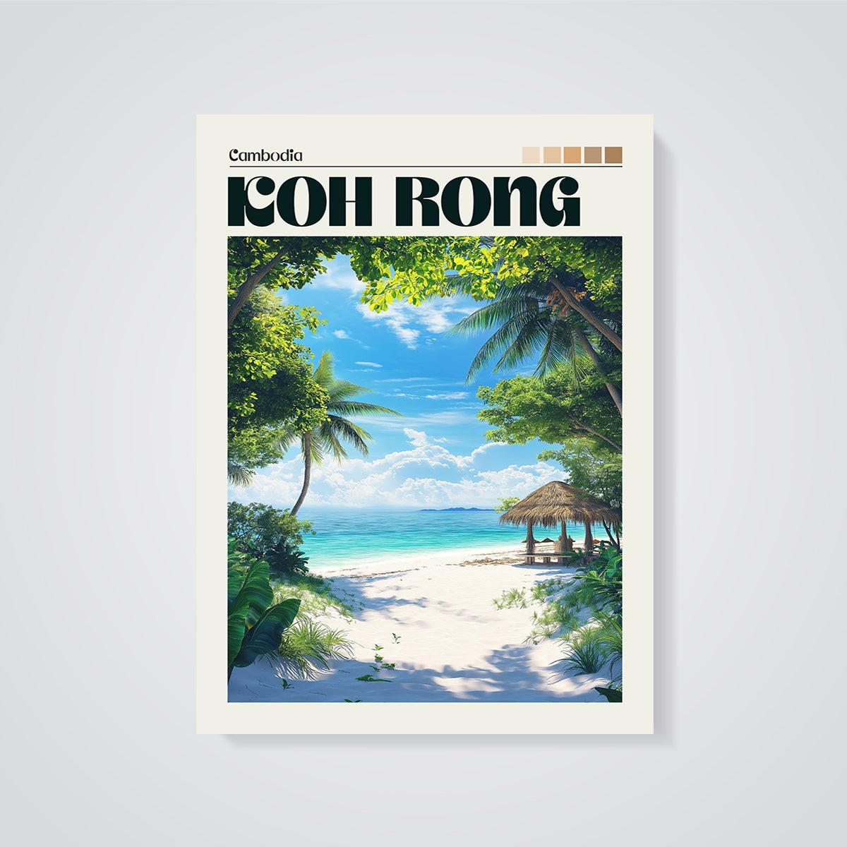 Koh Rong Cambodia Beach Print unframed on a grey background