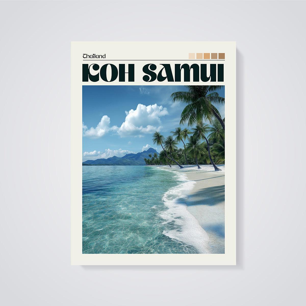 Koh Samui Thailand Beach Print unframed on a grey background