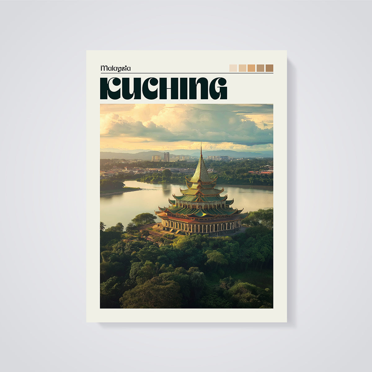 Kuching Sarawak State Assembly Building Print unframed on a grey background