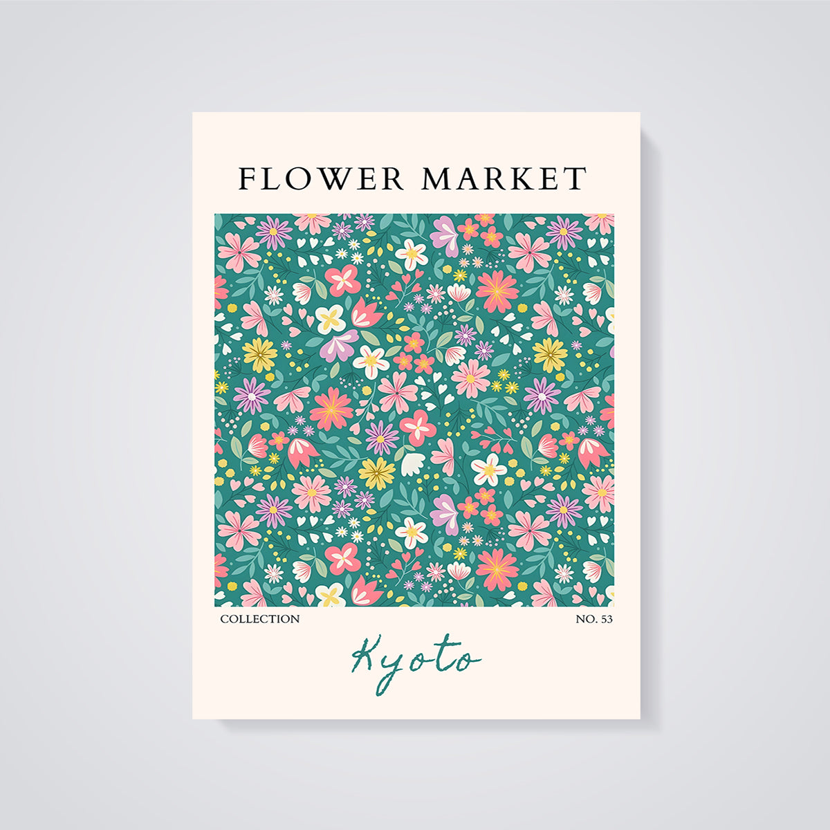Kyoto Flower Market Print unframed on a grey background