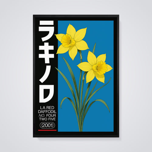 LA RED DAFFODIL No. 425 2001 Print framed in black on a grey background