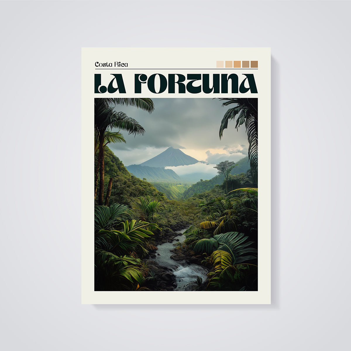 La Fortuna Costa Rica Volcano Print unframed on a grey background