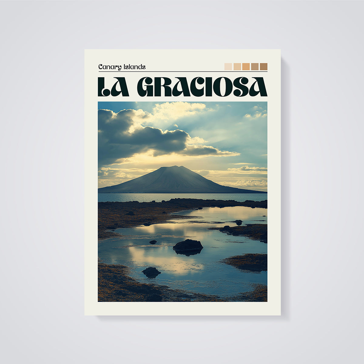 La Graciosa Canary Islands Print unframed on a grey background