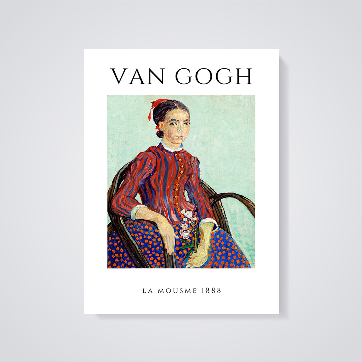La Mousmé 1888 Van Gogh Portrait Print unframed on a grey background