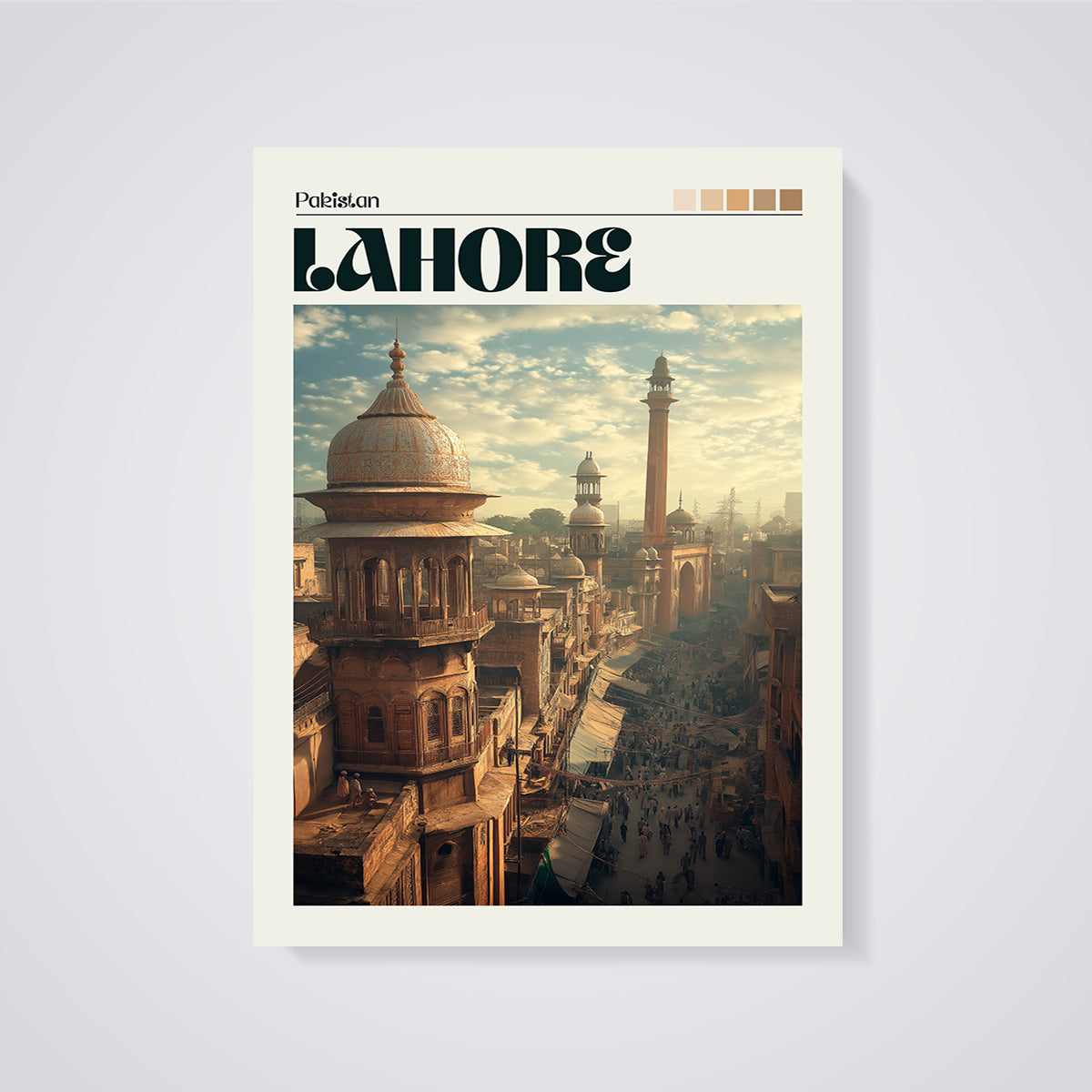 Lahore Cityscape Print unframed on a grey background