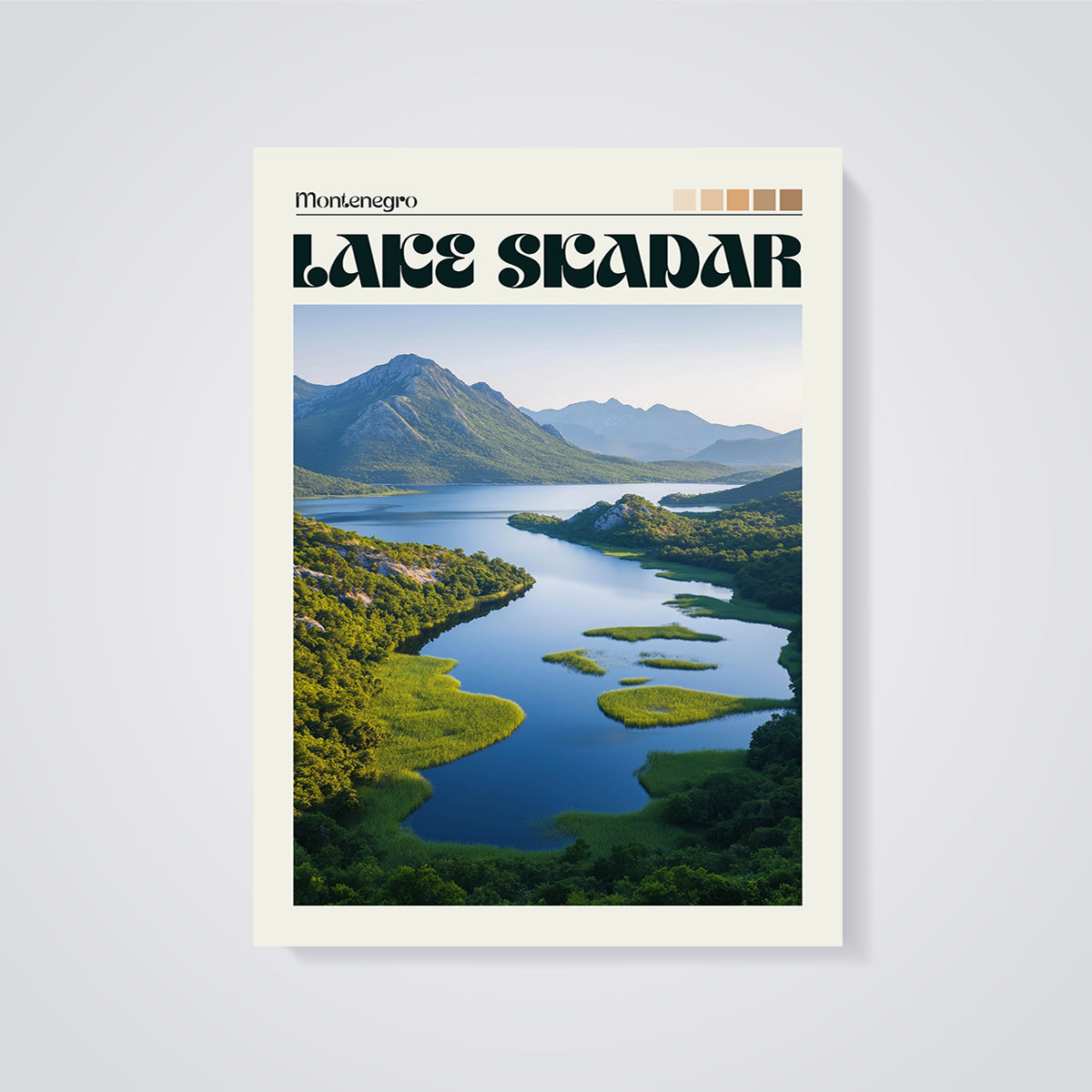 Lake Skadar Montenegro Print unframed on a grey background