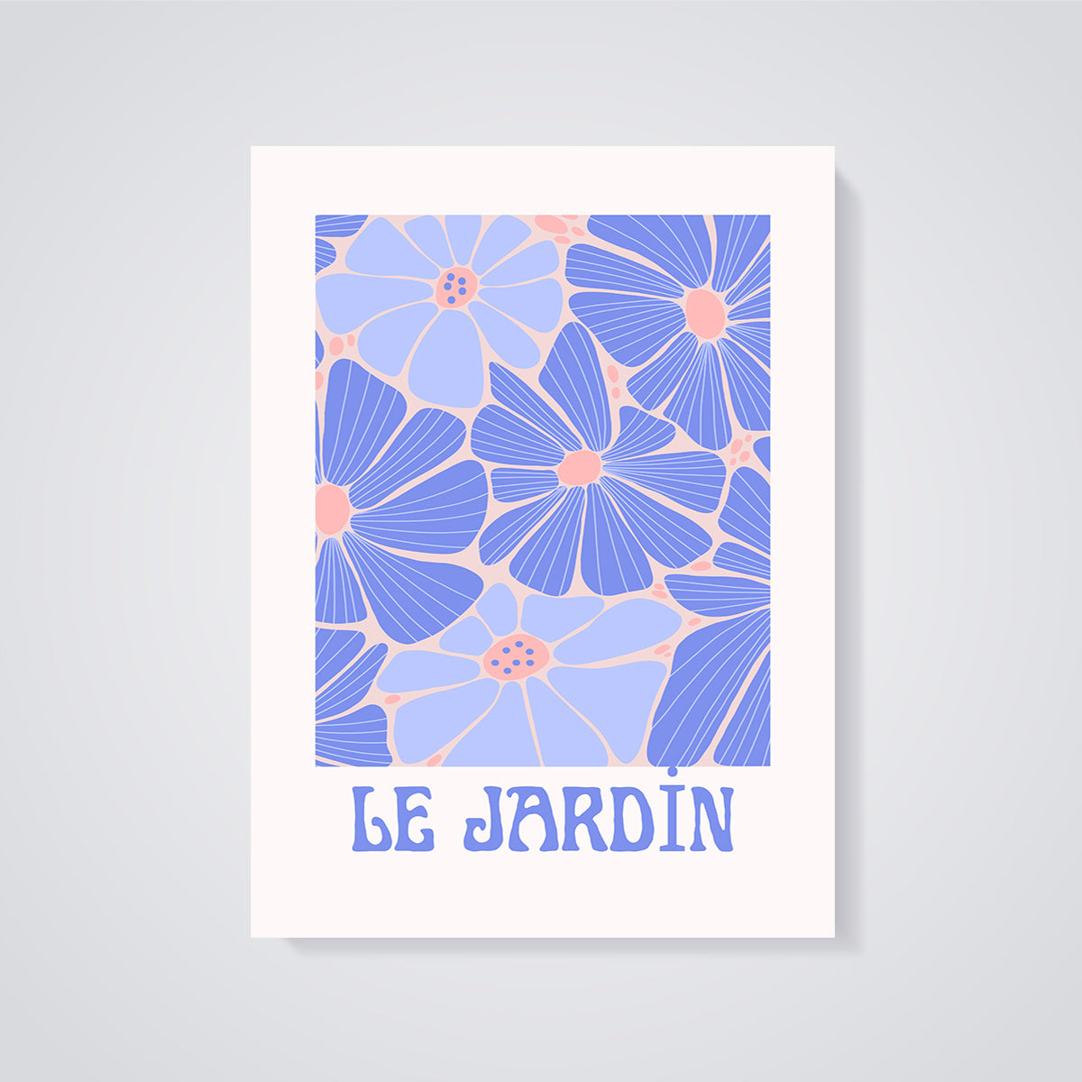 Le Jardin Groovy Floral Print unframed on a grey background