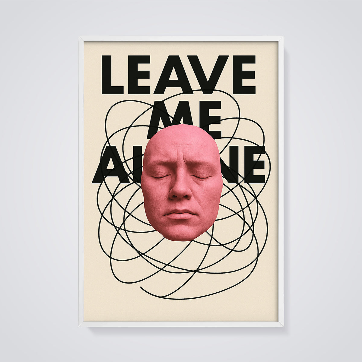 Leave Me Alone Expression Print framed in white on a grey background