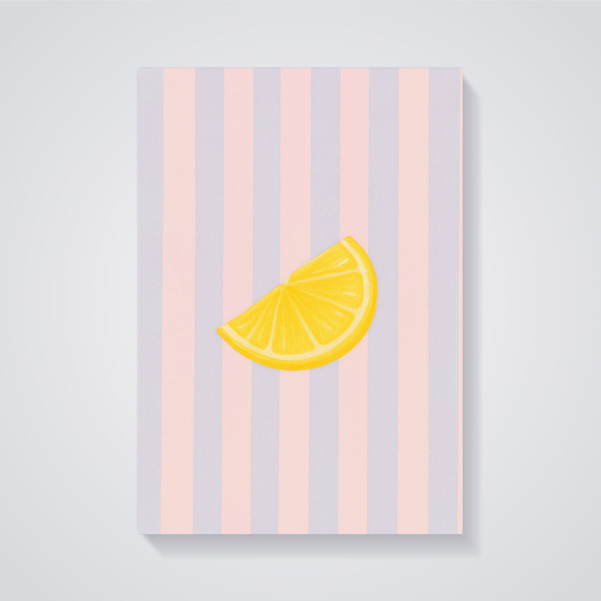 Lemon Slice Striped Print unframed on a grey background