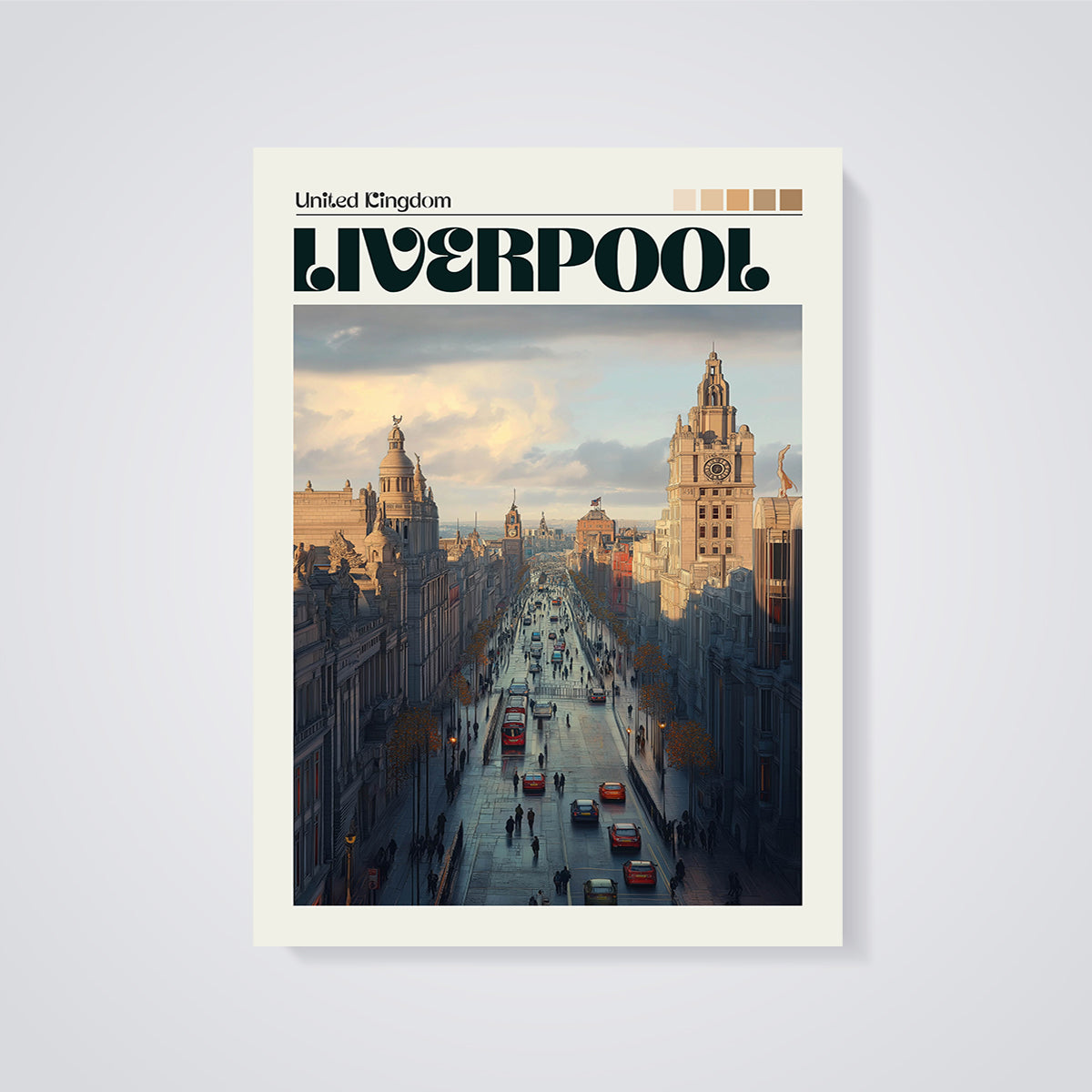 Liverpool City View Print unframed on a grey background
