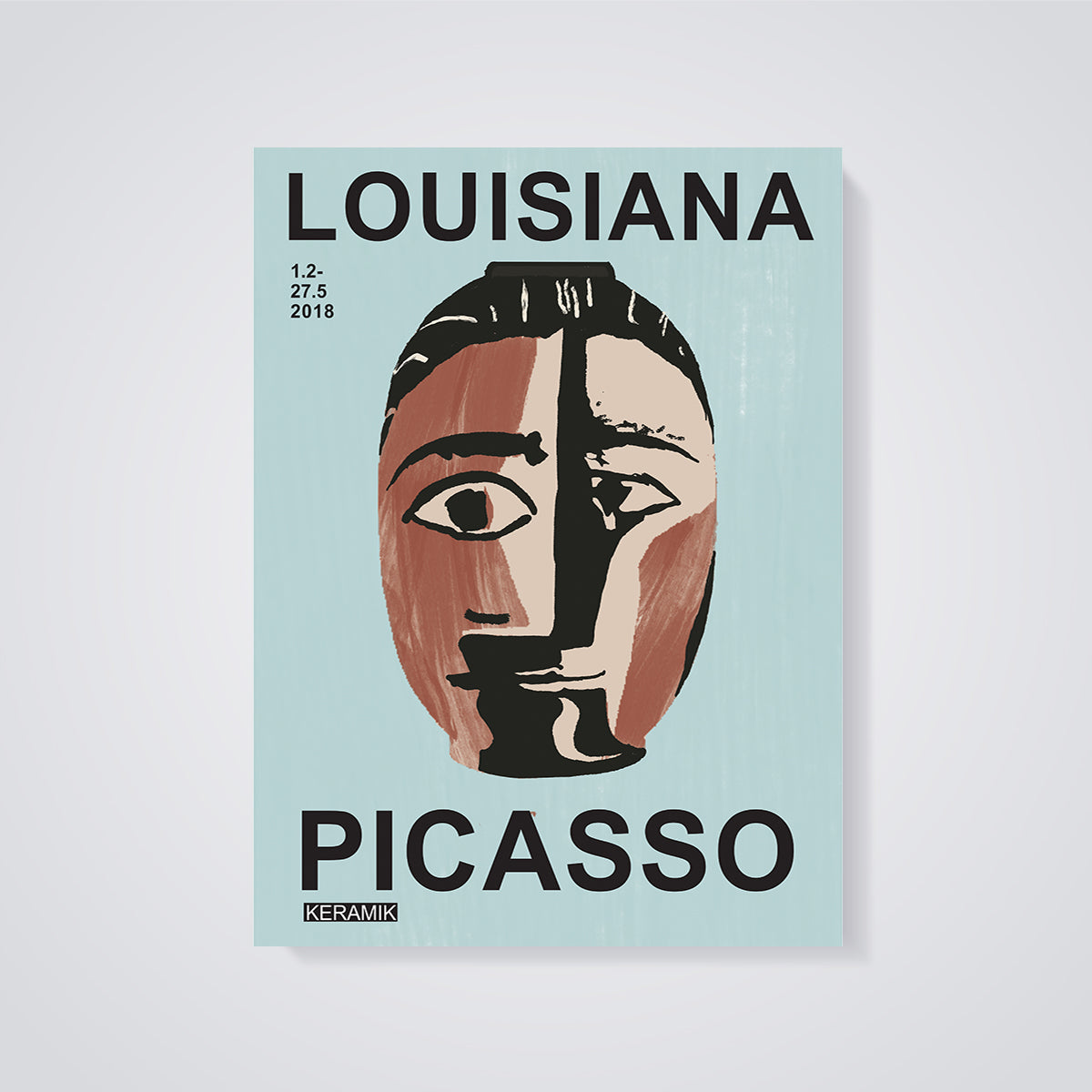 Louisiana Picasso Keramik Face Print unframed on a grey background