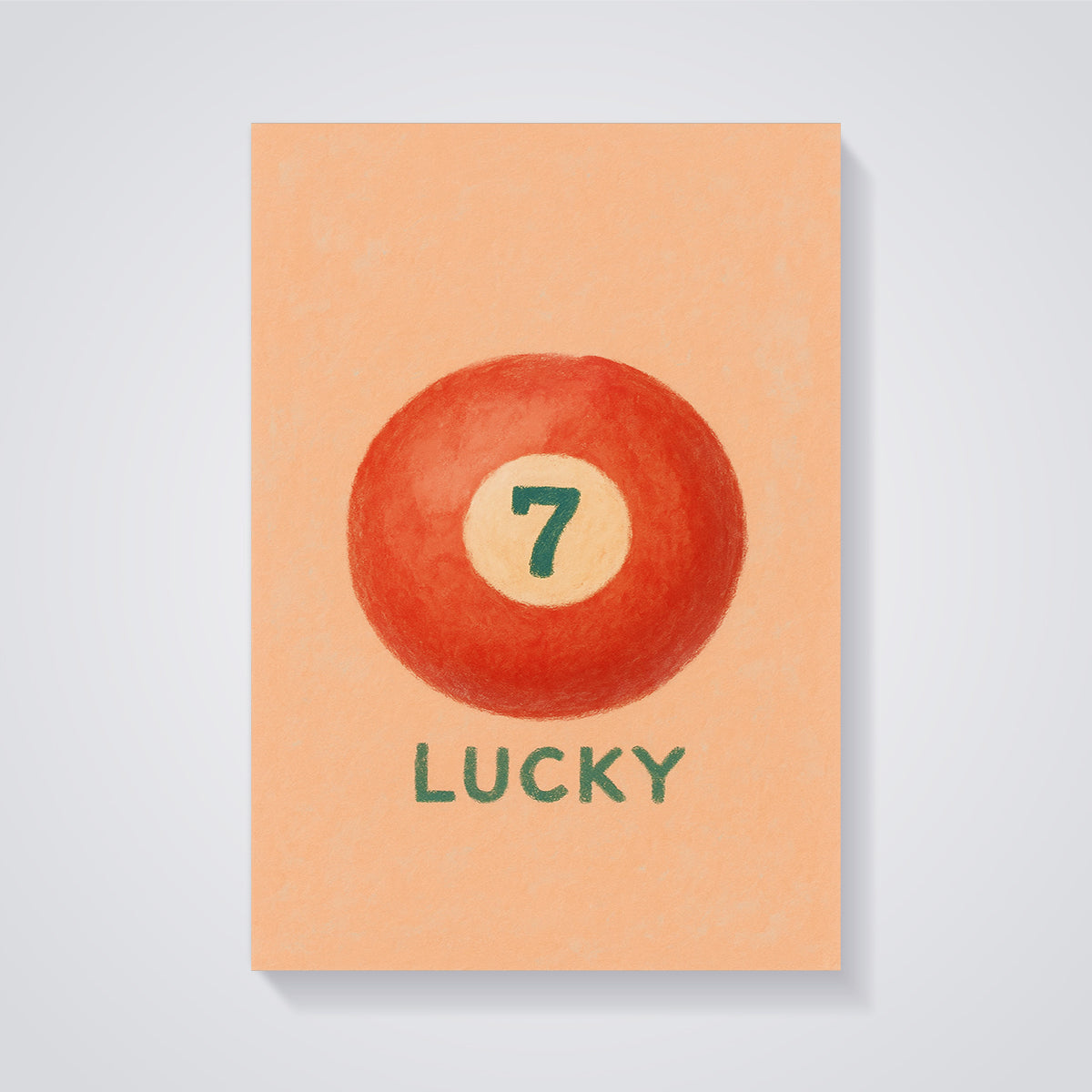 Lucky 7 Billiard Ball Print unframed on a grey background