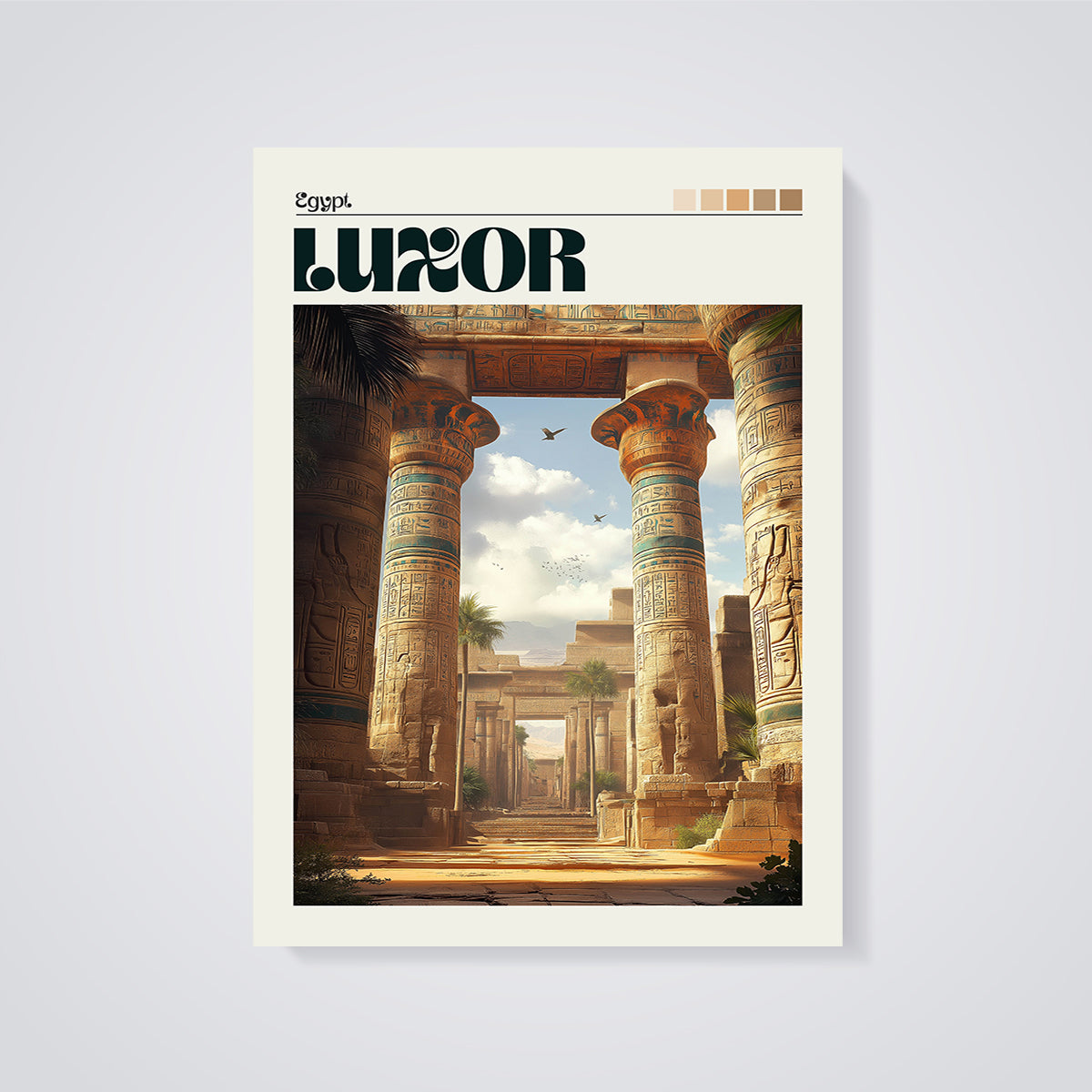 Luxor Temple Columns Print unframed on a grey background